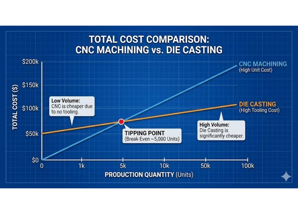 Die Casting vs. CNC: Choosing the Most Cost-Effective Path for 100k+ Units